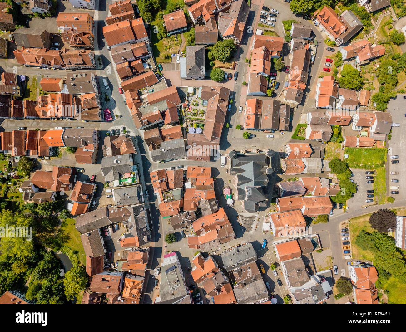 Image de drone charmante petite ville modèle architectural création, Schotten, Hesse, Allemagne Banque D'Images