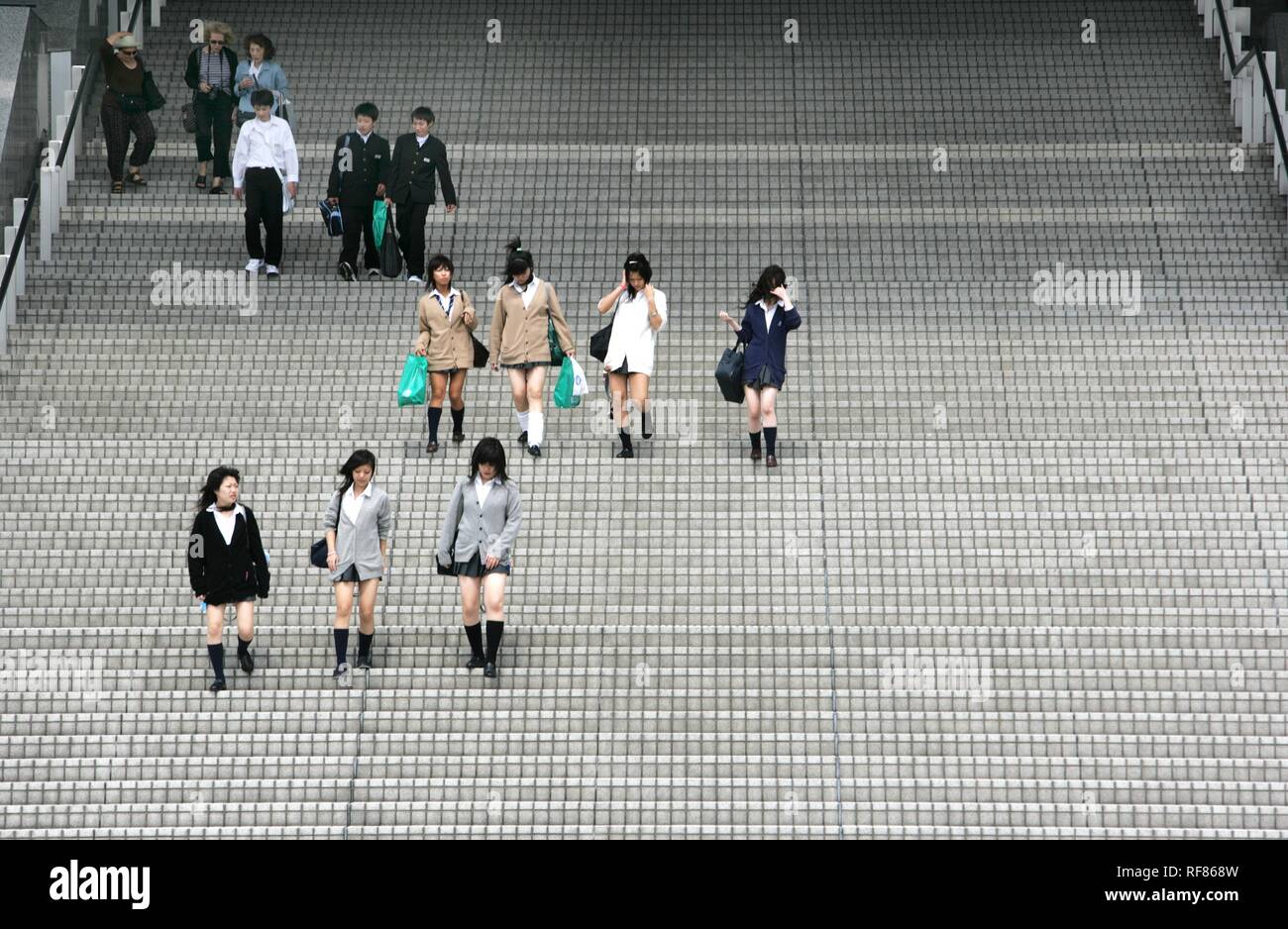 Classe de l'école entière à Odaiba, Tokyo, Japon, Asie Banque D'Images