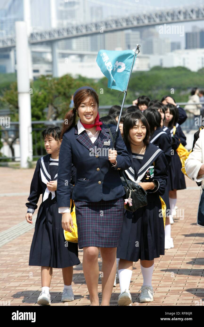 Excursion scolaire, Odaiba, Tokyo, Japon, Asie Banque D'Images