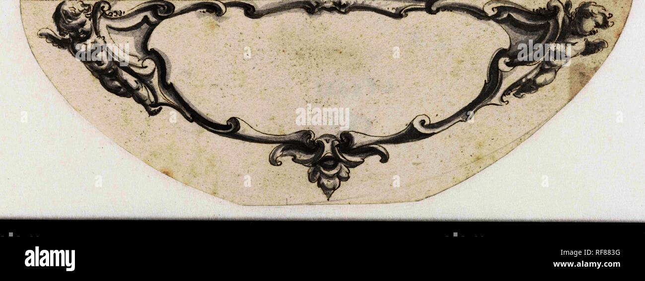 Cartouche avec deux putti. Rapporteur pour avis : Pieter Jansz.. Dating : 1630 - 1672. Dimensions : H 52 mm × W 150 mm. Musée : Rijksmuseum, Amsterdam. Banque D'Images