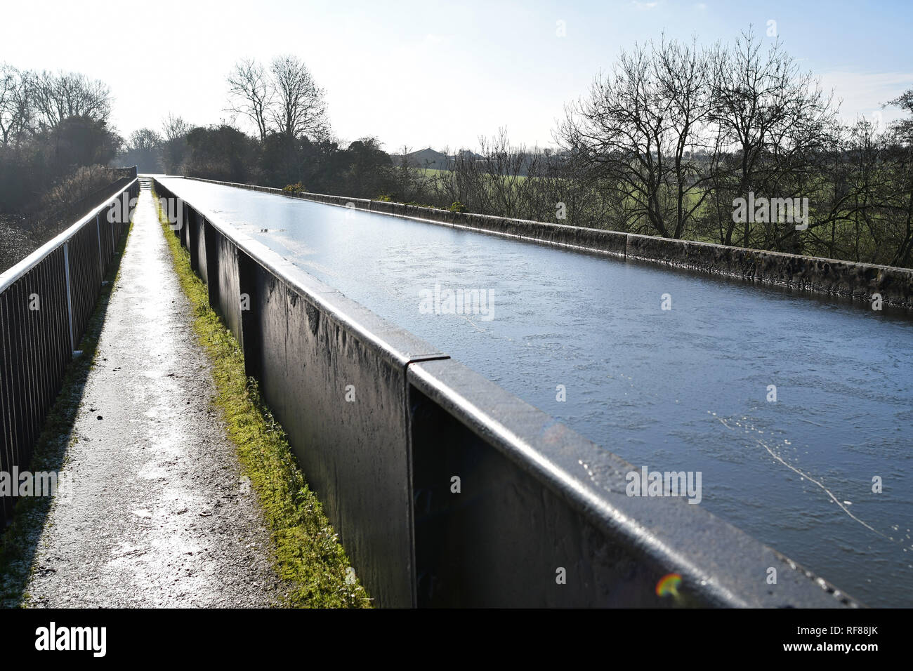 Aqueduc Edstone 4 miles sur une longueur de la Stratford-upon-Avon Canal dans le Warwickshire. 23 janvier 2019. Banque D'Images