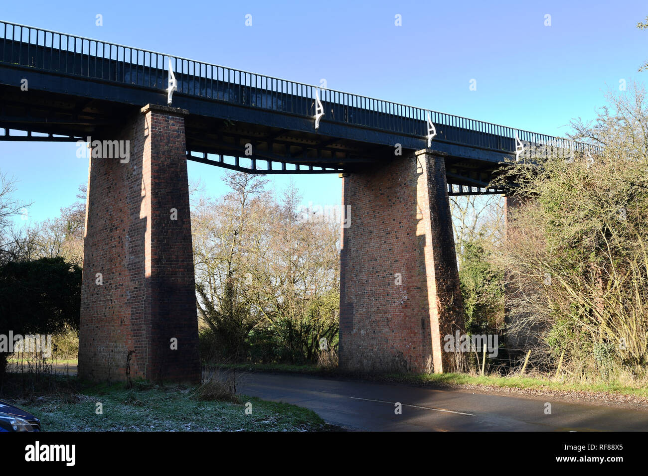 Aqueduc Edstone 4 miles sur une longueur de la Stratford-upon-Avon Canal dans le Warwickshire. 23 janvier 2019. Banque D'Images