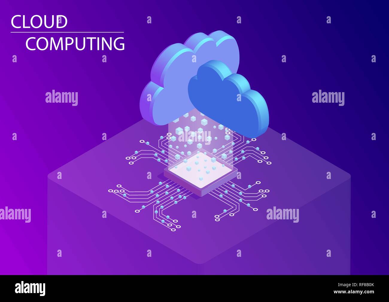 Cloud computing et comme un concept de service. Vector illustration 3D isométrique. Illustration de Vecteur