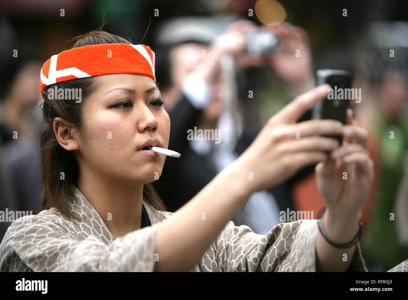 Portrait d'une femme à l'culte Matsuri festival, Jinja Asakusa, Tokyo, Japon, Asie Banque D'Images