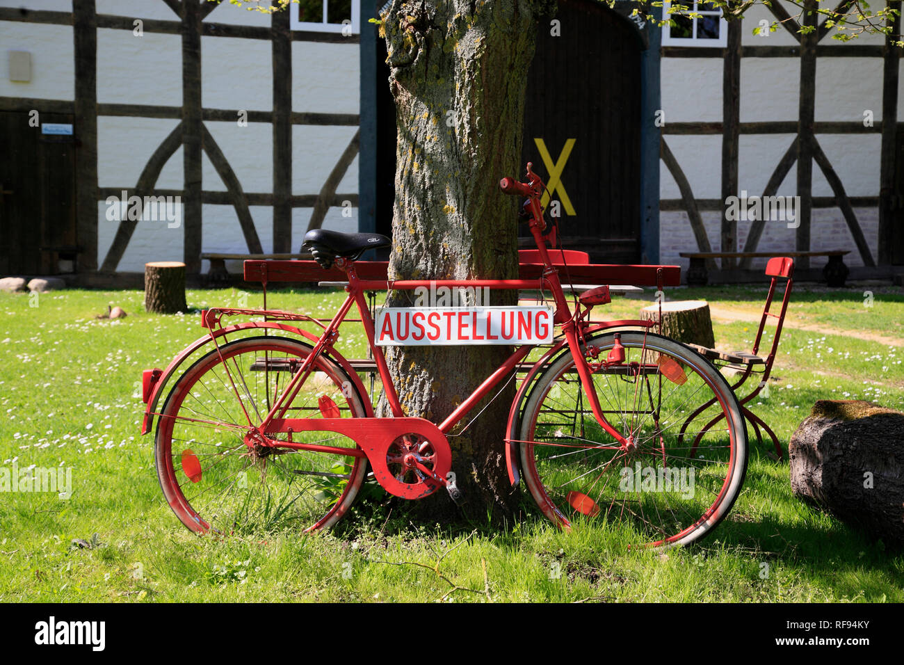 Pans dans le village (ronde) Rundling Köhlen, Wendland, Basse-Saxe, Allemagne, Europe Banque D'Images