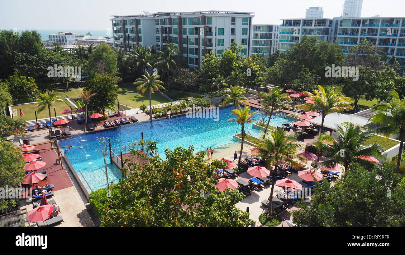 Au vue de ma chambre à l'hôtel à Hua Hin (Thaïlande) Banque D'Images