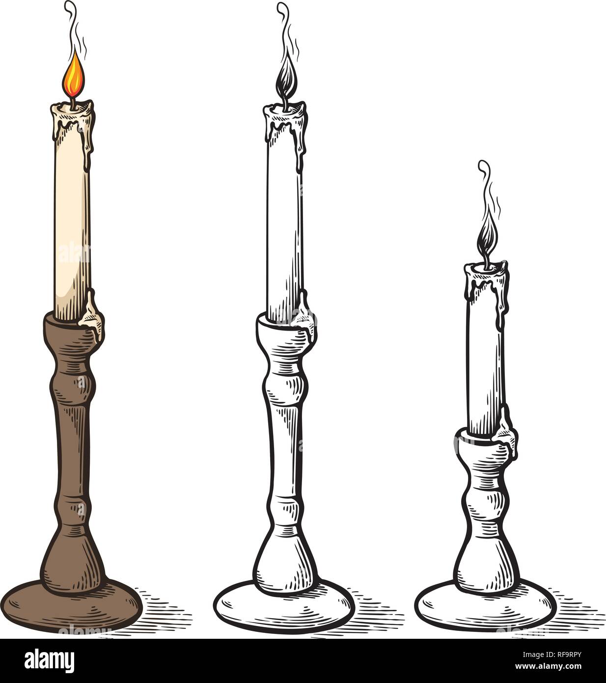 Croquis fait main retro ancien chandelier bougie vector illustration Illustration de Vecteur