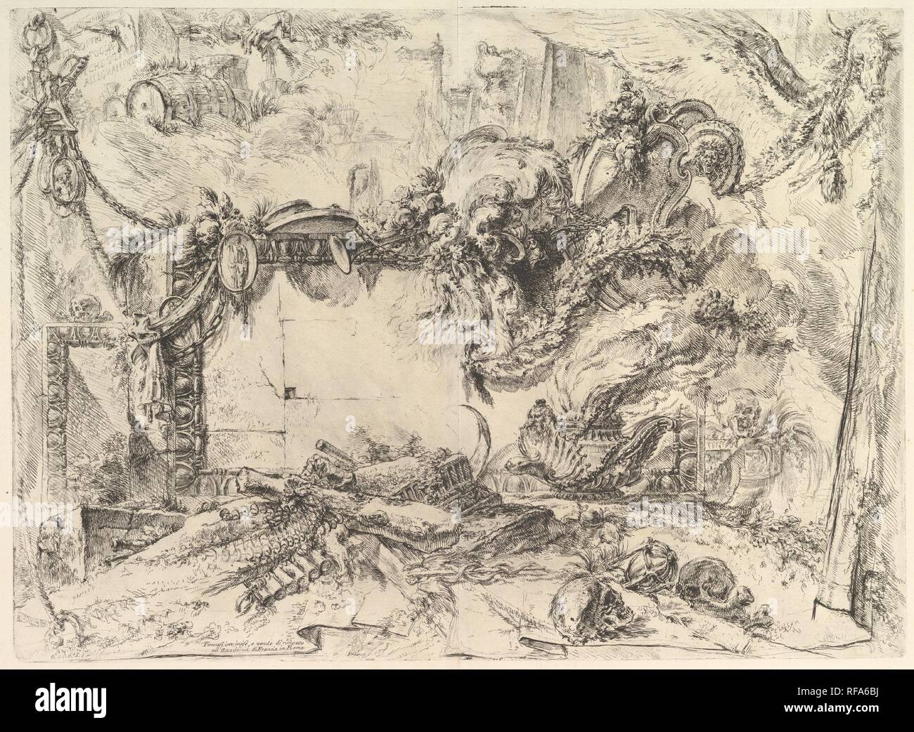 L'ensemble monumental, à partir de la tablette (Grotteschi) grotesques. Artiste : Giovanni Battista Piranesi (Italien, Mogliano Veneto Rome 1720-1778). Fiche Technique : Dimensions : 19 1/2 x 25 3/16 po. (49,5 x 64 cm) Plaque : 15 x 21 3/8 à 1/16. (39 x 53,5 cm). Editeur : Giovanni Bouchard (Français, ca. 1716-1795). Series/portefeuille : Grotteschi (grotesques). Date : ca. 1748. Musée : Metropolitan Museum of Art, New York, USA. Banque D'Images