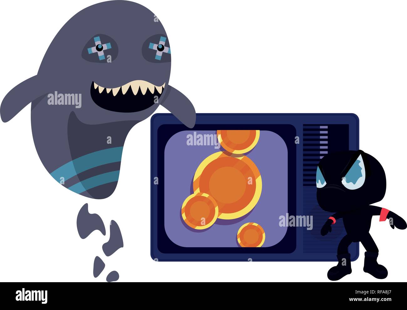 La télévision jeu vidéo monster villain vector illustration Image