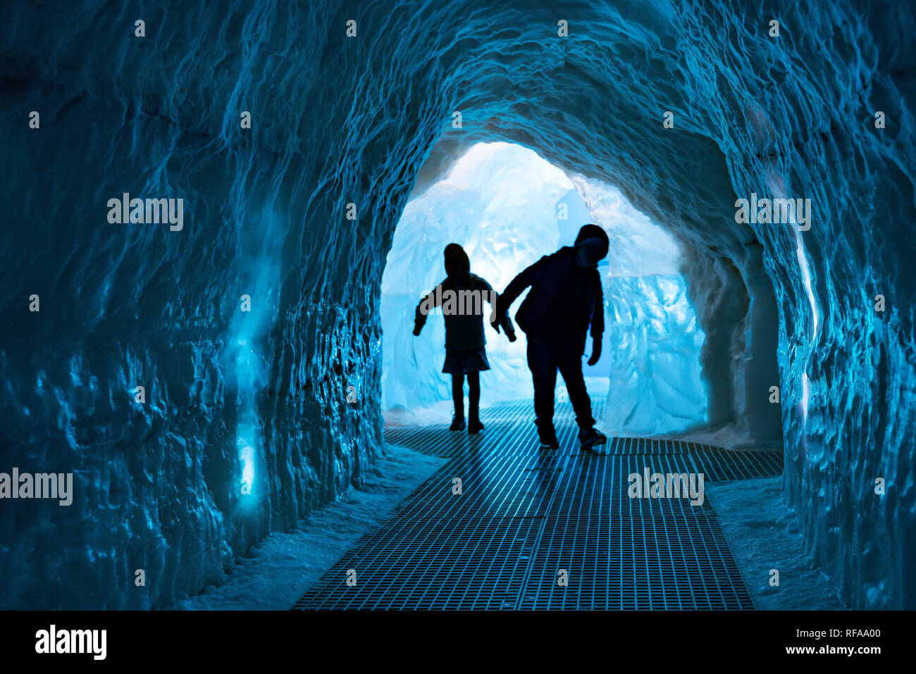 Grotte de glace de glacier, Exposition Musée Perlan (La Perle) Reykjavik, Islande. Banque D'Images
