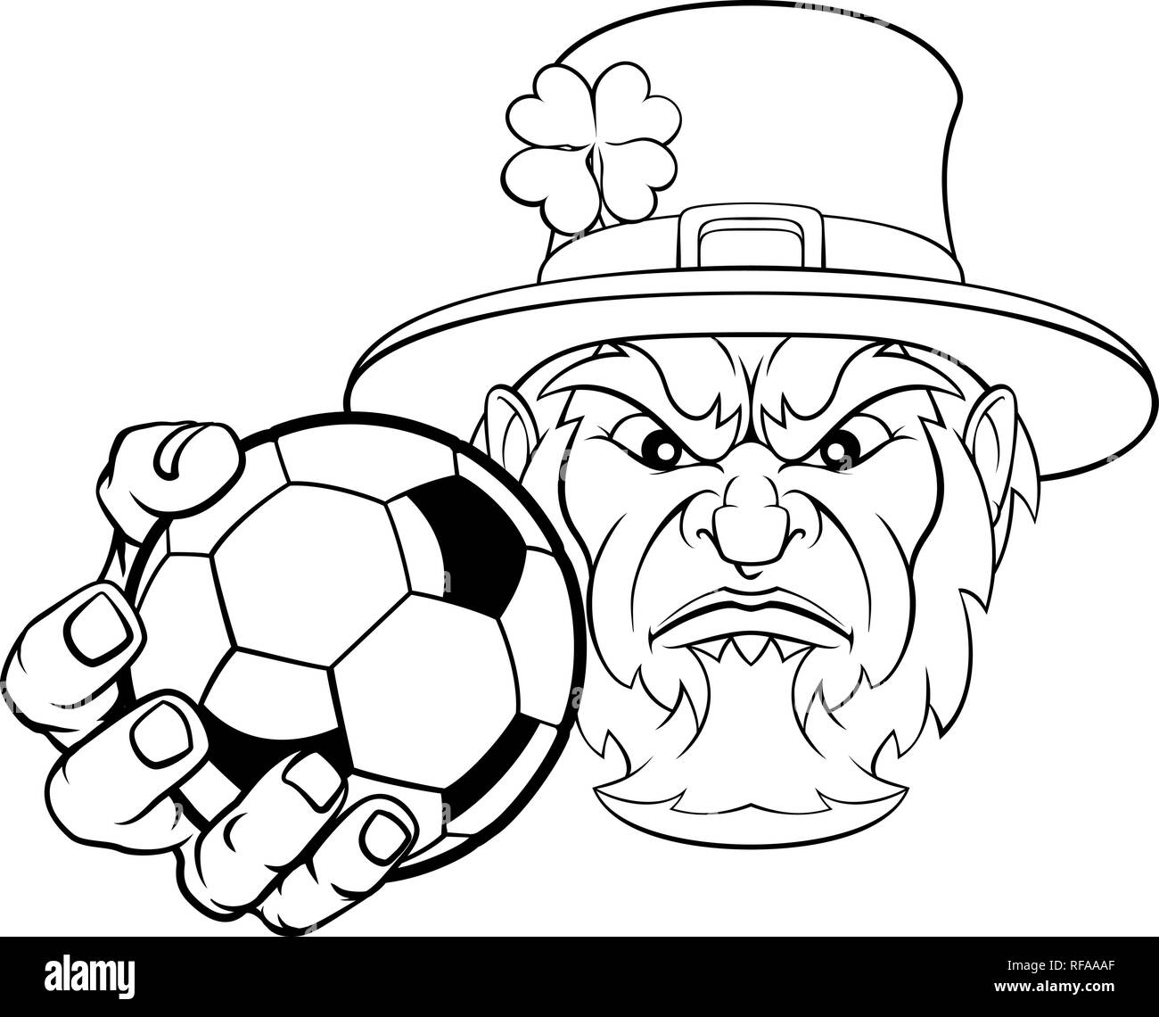 Leprechaun Holding Soccer Ball Sports Mascot Illustration de Vecteur