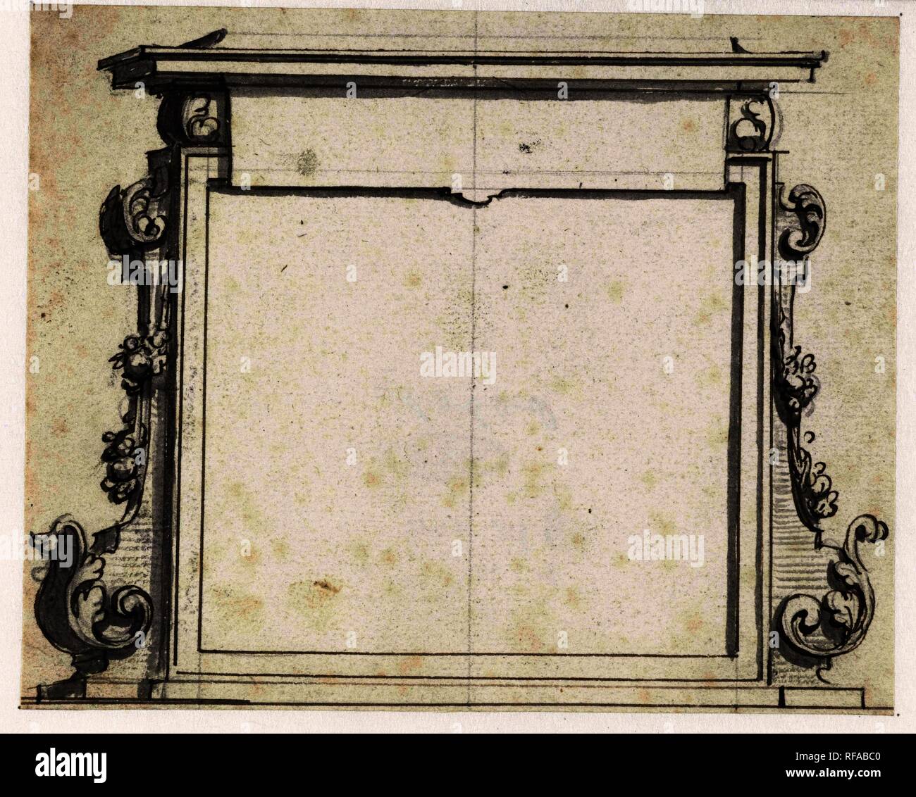 Une cartouche d'architecture rectangulaire. Rapporteur pour avis : Pieter Jansz.. Dating : 1630 - 1672. Dimensions : H 106 mm × W 132 mm. Musée : Rijksmuseum, Amsterdam. Banque D'Images