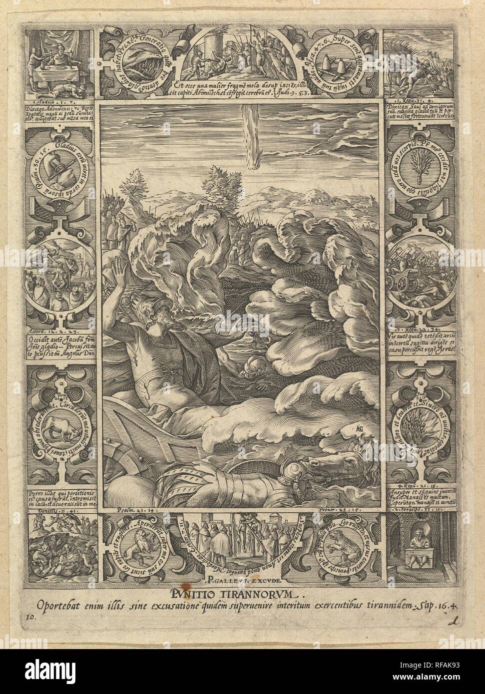 Punitio Malorum, d'allégories de la foi chrétienne, de Christian et profane des allégories. Artiste : Hendrick Goltzius (1558-1617 Mühlbracht Russisch, Haarlem). Fiche technique : Dimensions : 10 3/8 x 7 11/16 in. (26,4 x 19,5 cm). Date : n.d.. Musée : Metropolitan Museum of Art, New York, USA. Banque D'Images