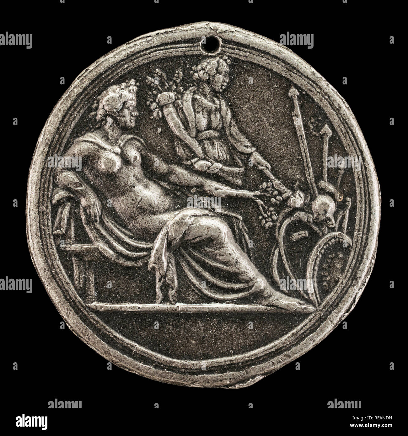 La paix et la prospérité. Dimensions : hors tout (diamètre) : 4,2 cm (1 5/8 in.) Poids brut : 20 gr. Médium : le plomb. Musée : National Gallery of Art, Washington DC. Auteur : Valerio Belli. Banque D'Images