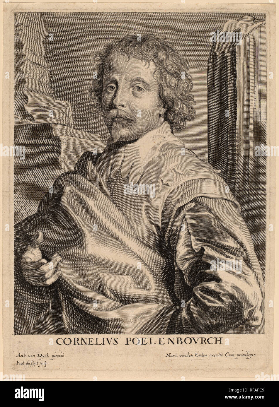 Cornelis van Poelenburgh. En date du : probablement 1626/1641. Technique : gravure. Musée : National Gallery of Art, Washington DC. Auteur : Paulus Pontius, d'après Sir Anthony Van Dyck. Peeter de Jode, le plus jeune. Banque D'Images