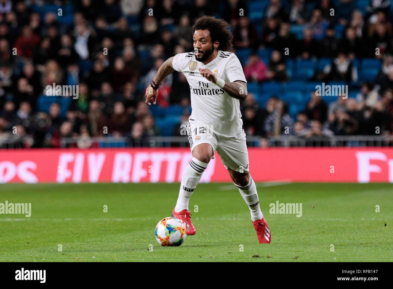 Le Real Madrid Marcelo Vieira au cours de la Copa del Rey match entre le Real Madrid et le FC Barcelone à Santiago Bernabeu Stadium. (Score final : Real Madrid 4 - 2 FC Girona) Banque D'Images