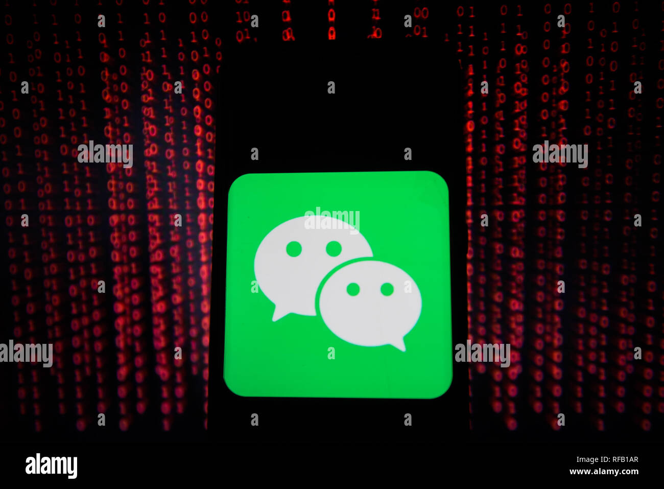 Logo Wechat est vu sur un téléphone mobile Android. Banque D'Images