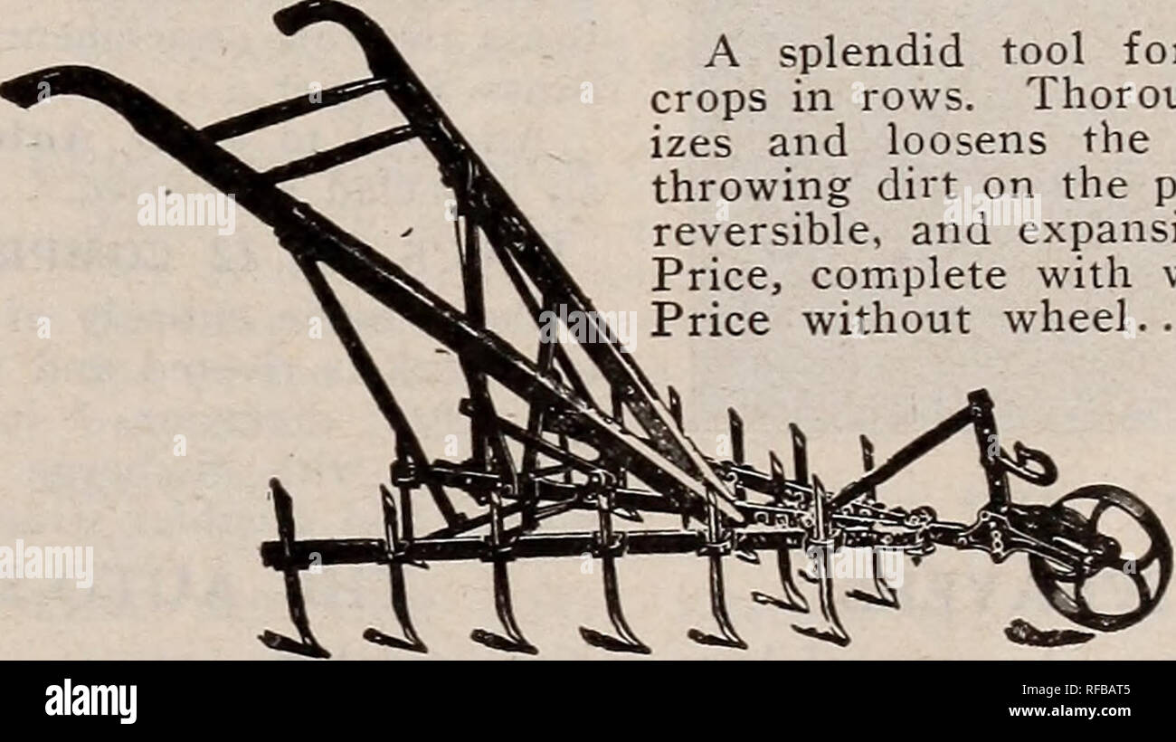 . Catalogue 1915 : semences, bulbes, arbustes. Les catalogues de graines de semences de légumes ; catalogues ; graines de fleurs graines fruits ; Catalogues Catalogues ; pépinières (Horticulture) Catalogues. SIX MET EN ŒUVRE DANS L'un semoir à houe râteau Cultivateur Charrue Marqueur pour tous les prix de 9,50 $, en boîte, $9.50 poids emballé, 100 livres d'autres outils universel NO TRICE 14 Roue Double Hoe, cultivateur, charrue, et Rake $5.25 15 cultivateur double lames houe avec seulement 3,75 11 Roue simple houe. Le cultivateur. Charrue, et le râteau 4,75 12 seule roue Hoe, cultivateur, charrue et 4,2513 houe houe roue simple avec lames seulement 3,00 24 Roue Double Extension Hoe, Cultiv Banque D'Images