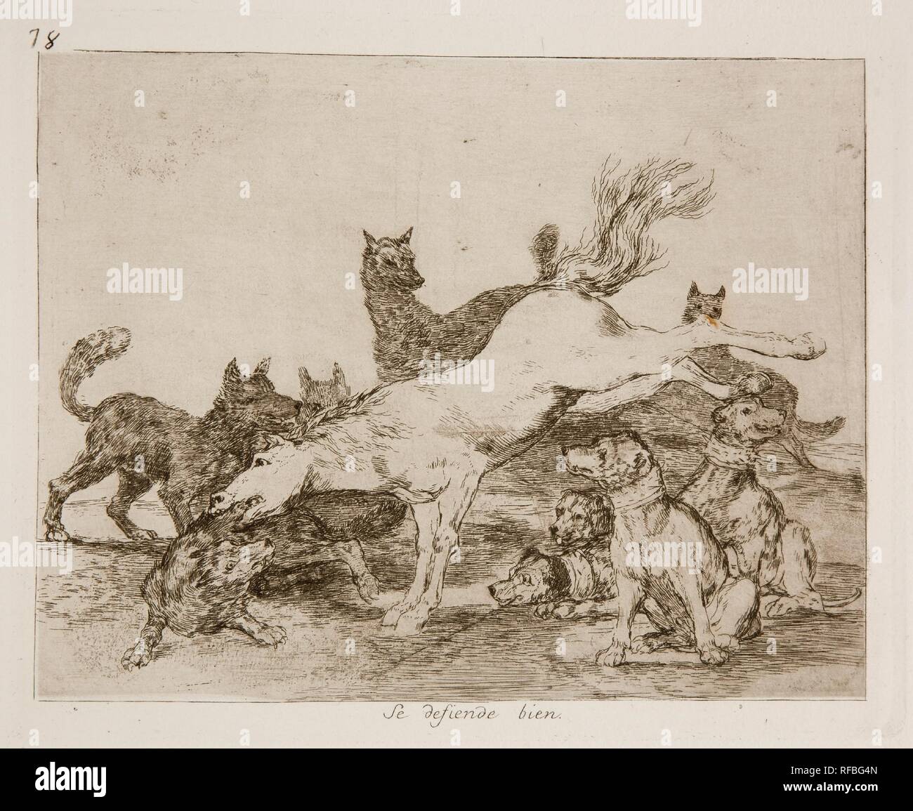 Francisco de Goya y Lucientes / 'il se défend bien'. 1814 - 1815. L'eau-forte, pointe sèche, Burin, Brunissoir sur papier ivoire. Musée : Musée du Prado, Madrid, España. Banque D'Images