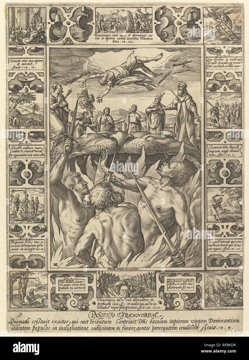 Tirannorum Punitio, d'allégories de la foi chrétienne, de Christian et profane des allégories. Artiste : Hendrick Goltzius (1558-1617 Mühlbracht Russisch, Haarlem). Fiche technique : Dimensions : 10 x 1/16 7 5/16 in. (25,6 x 18,5 cm). Musée : Metropolitan Museum of Art, New York, USA. Banque D'Images