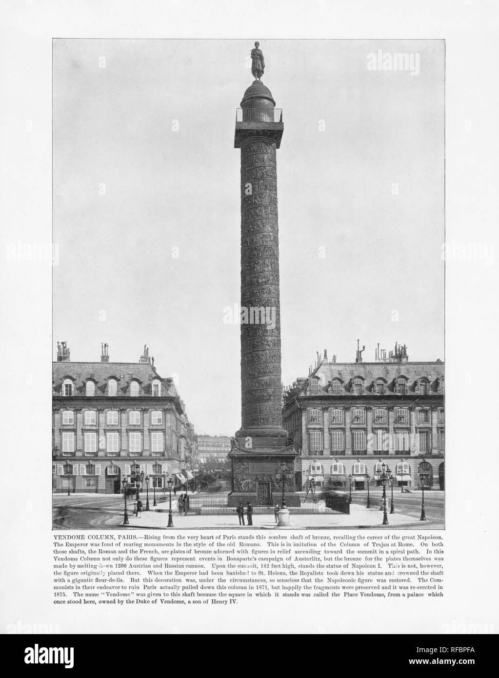 La colonne Vendôme, Paris, 1893 Photographie Ancienne Banque D'Images