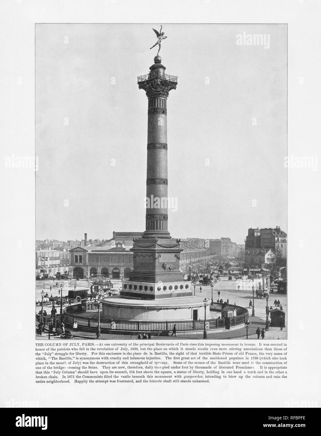 La Colonne de Juillet, Paris, 1893 Photographie Ancienne Banque D'Images