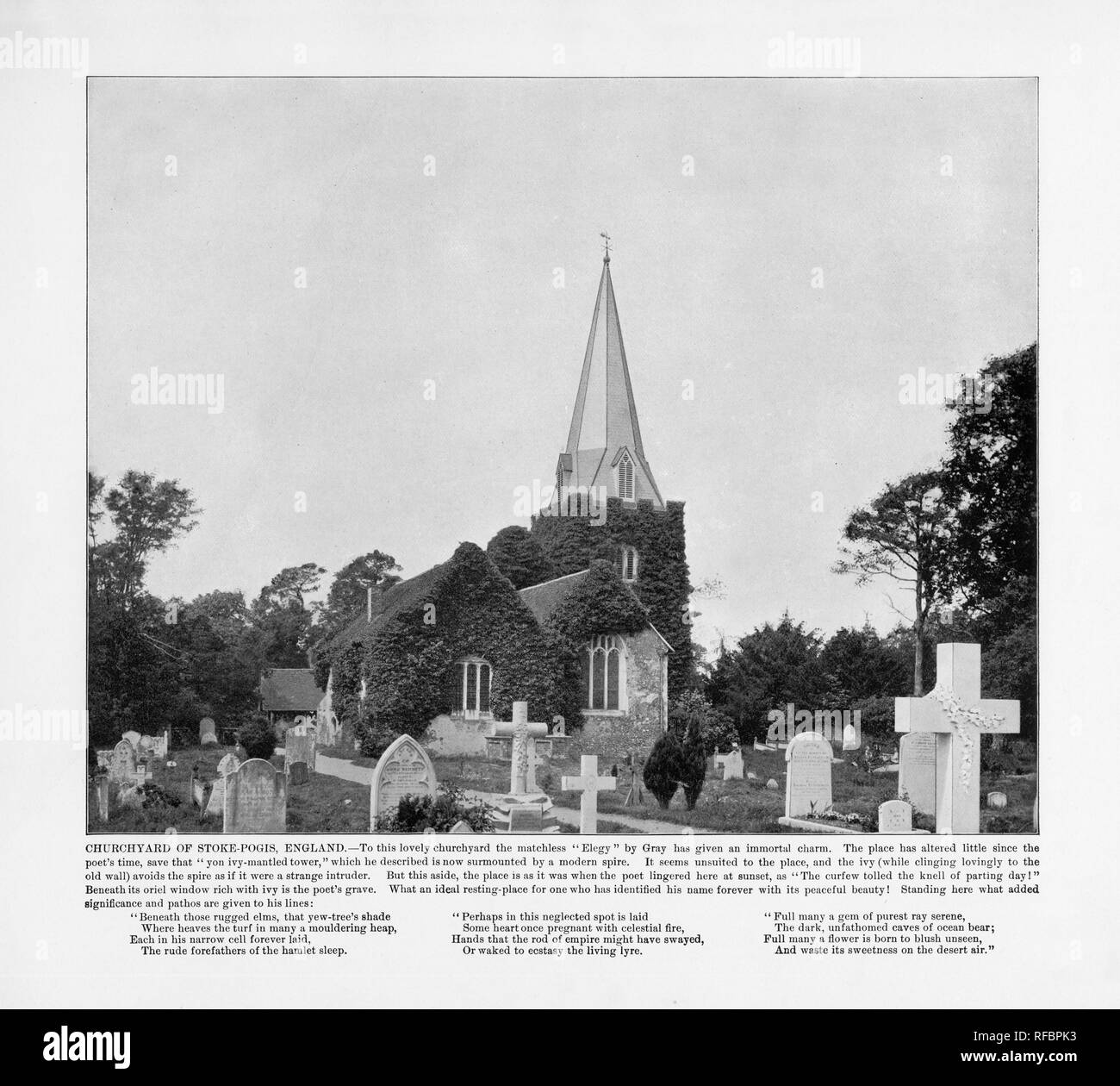 Cimetière de Stoke-Pogis, England, Angleterre, 1893 Photographie Ancienne Banque D'Images