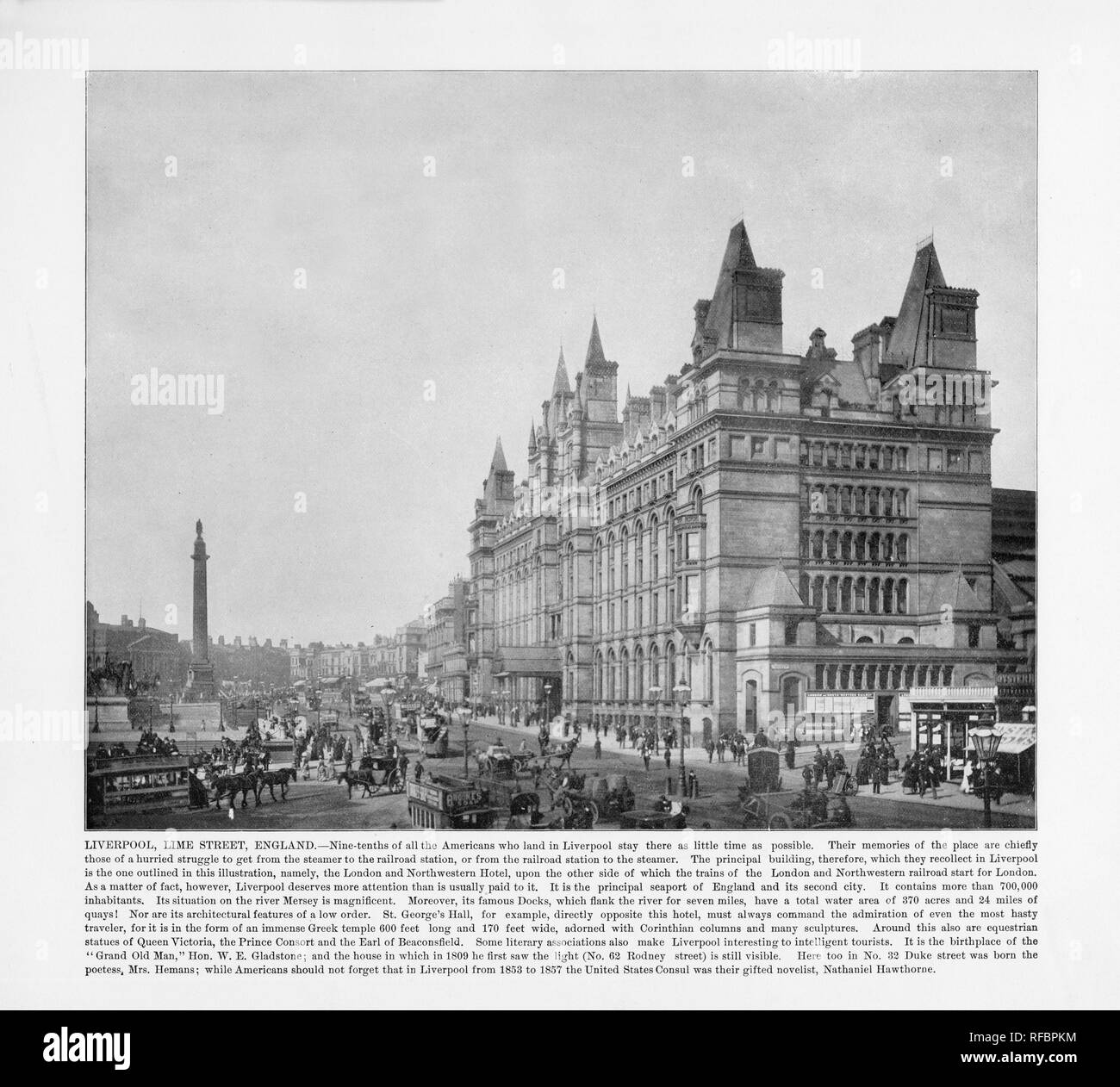 Liverpool, Angleterre, Lime Street, Liverpool, 1893 Photographie Ancienne Banque D'Images