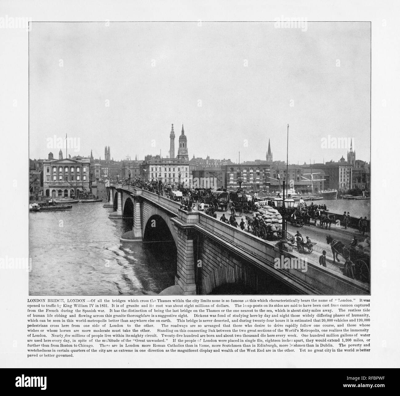 Le Pont de Londres, Londres, Londres, 1893 Photographie Ancienne Banque D'Images