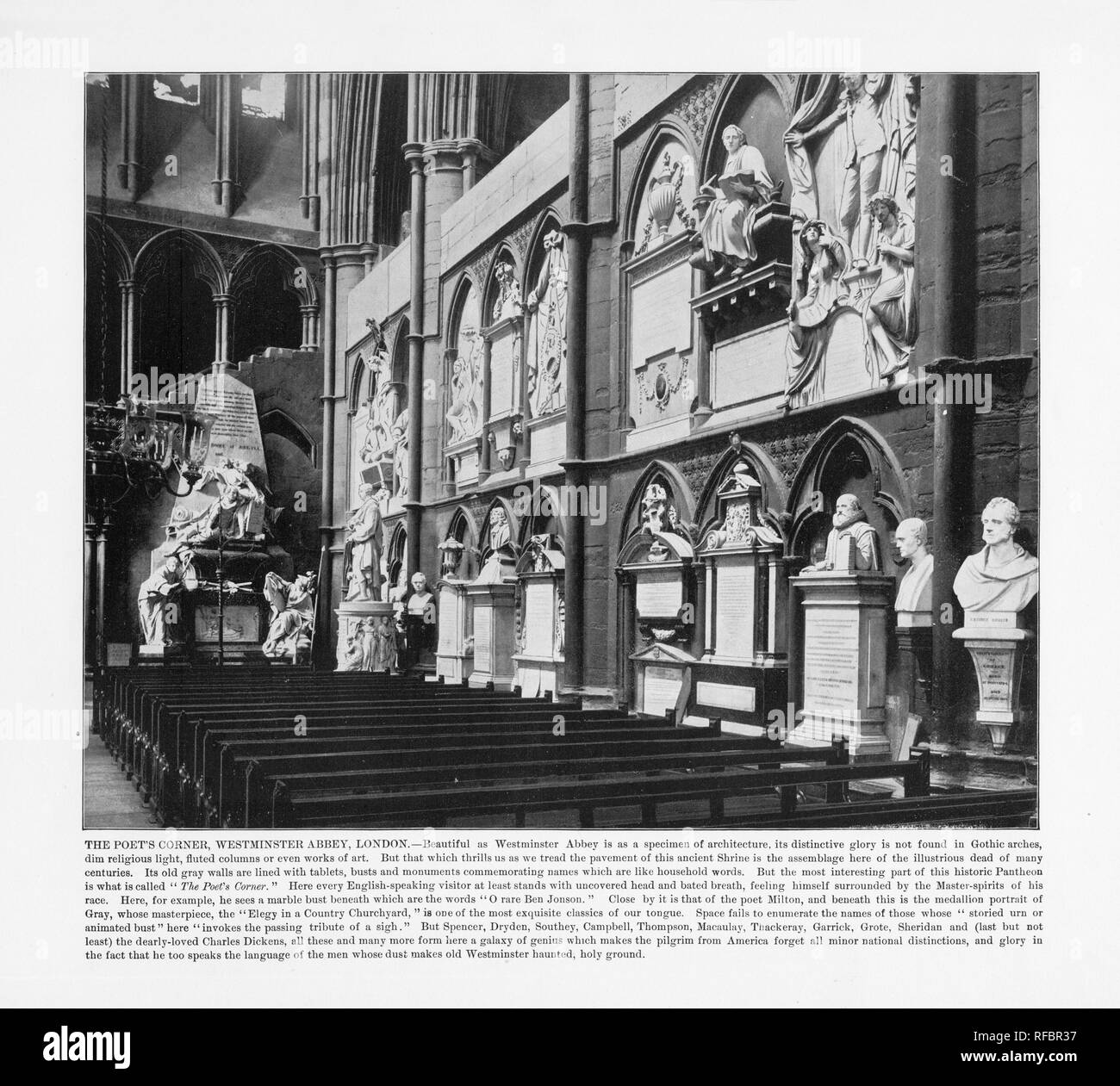 Le Poet's Corner, l'abbaye de Westminster, Londres, Londres, 1893 Photographie Ancienne Banque D'Images