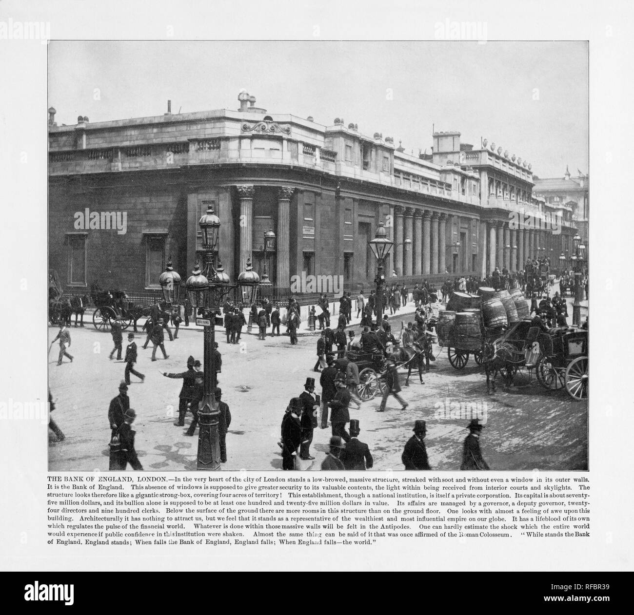 La Banque d'Angleterre, Londres, Londres, 1893 Photographie Ancienne Banque D'Images