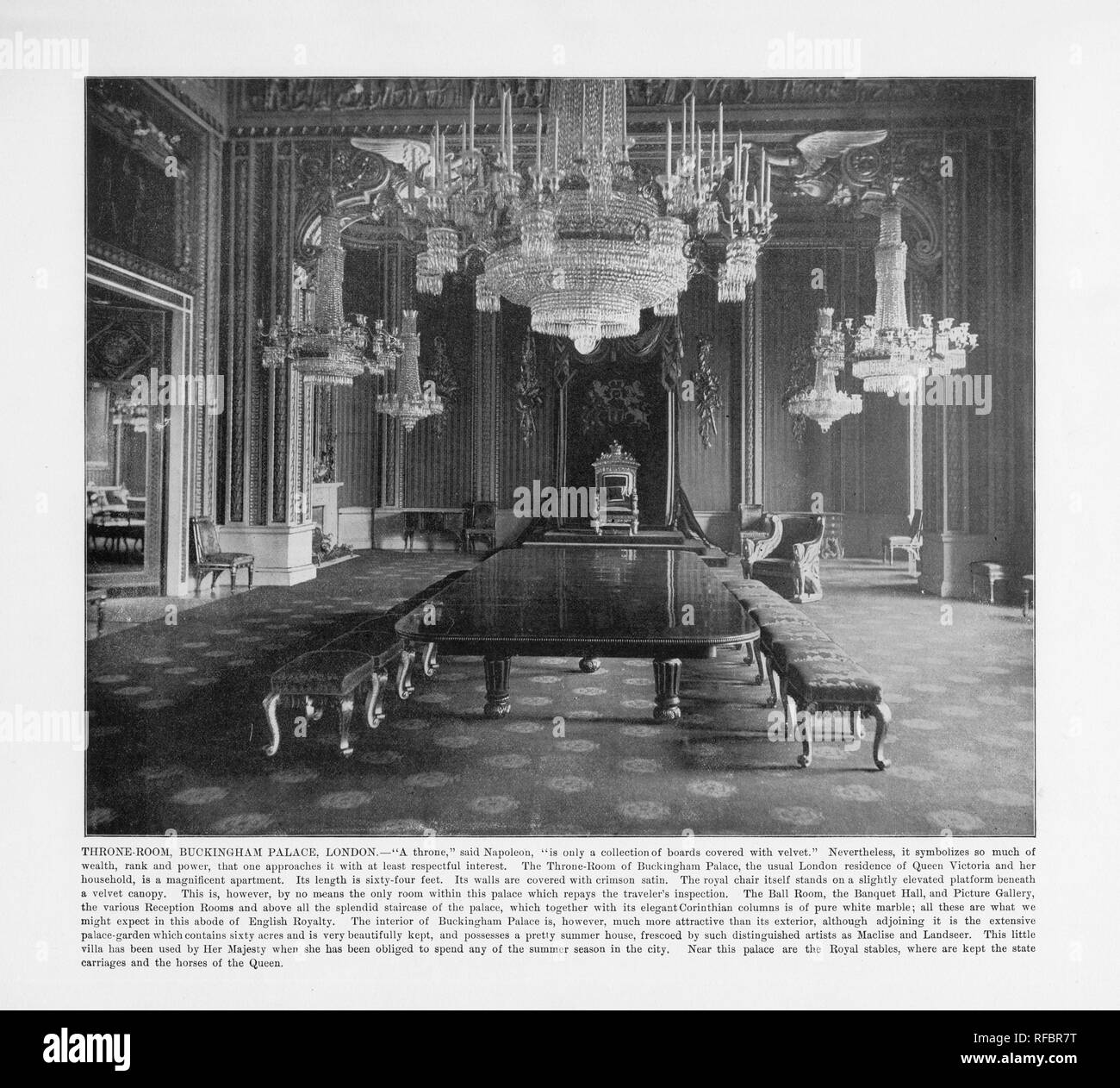 Salle du trône, Buckingham Palace, London, Londres, 1893 Photographie Ancienne Banque D'Images