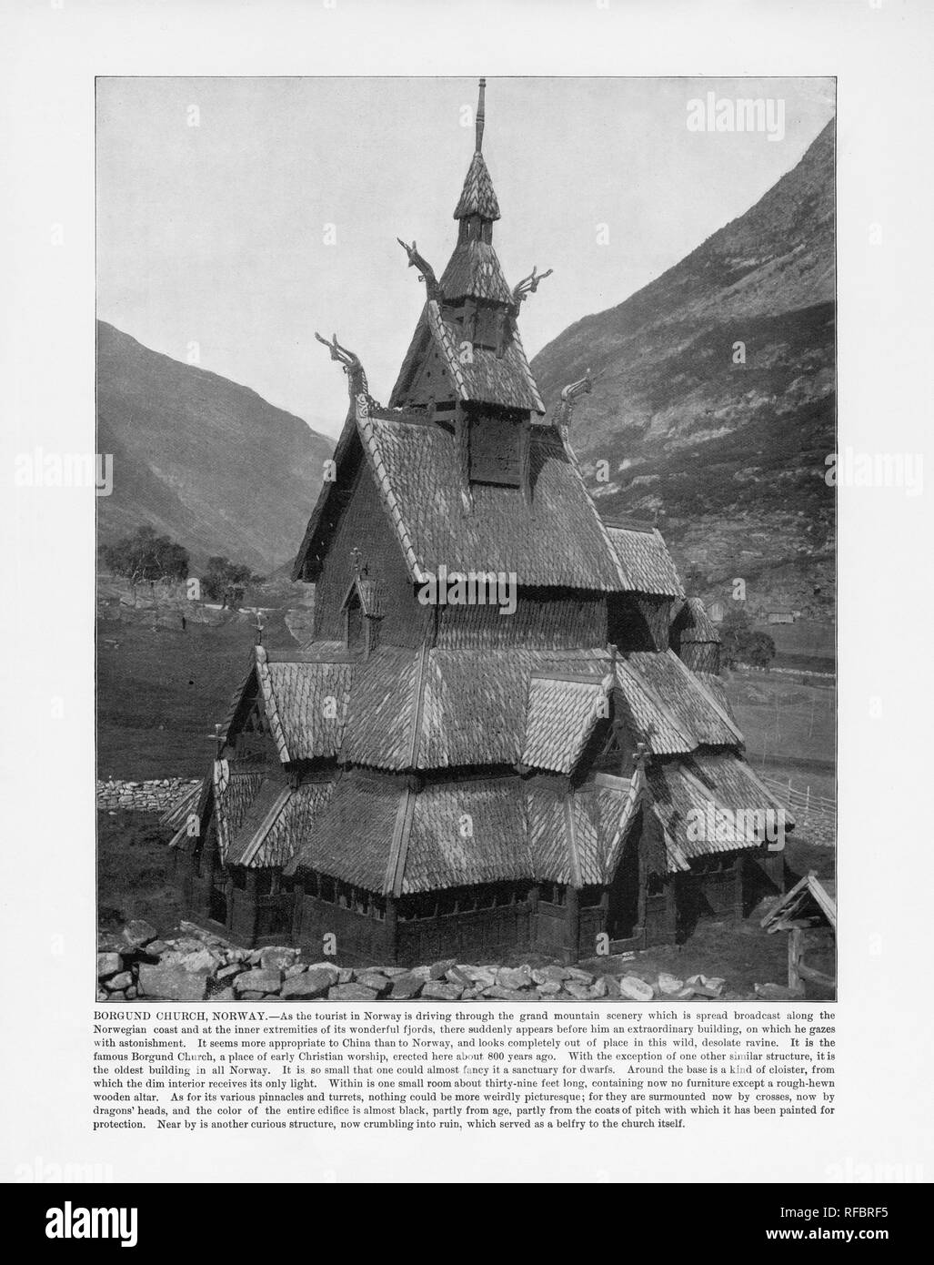 Église de Borgund, la Norvège, la Norvège, 1893 Photographie Ancienne Banque D'Images