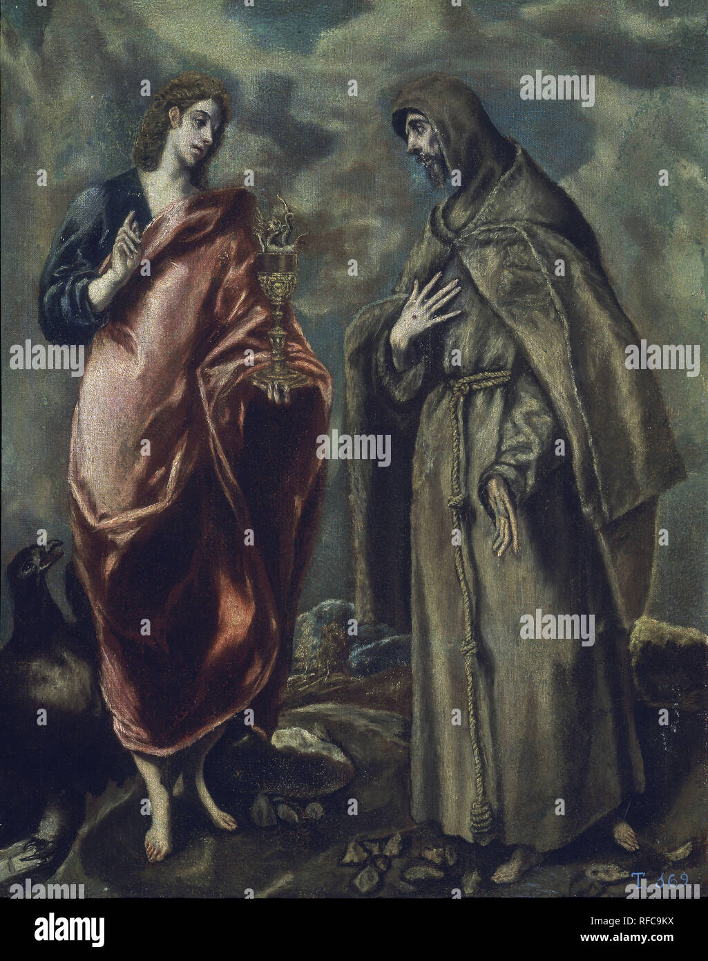 Saint Jean l'Évangéliste et Saint François - ca. 1600 - 64x50 cm - Huile sur toile - le maniérisme espagnol. Auteur : EL GRECO. Emplacement : Museo del Prado-PINTURA. MADRID. L'ESPAGNE. Banque D'Images