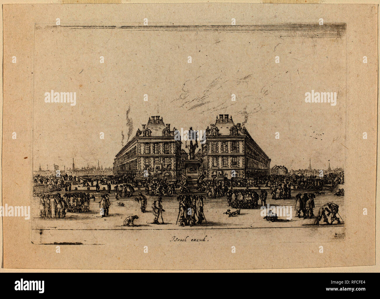 La Place Dauphine. En date du : 1642. Technique : gravure. Musée : National Gallery of Art, Washington DC. Auteur : STEFANO DELLA BELLA. Banque D'Images
