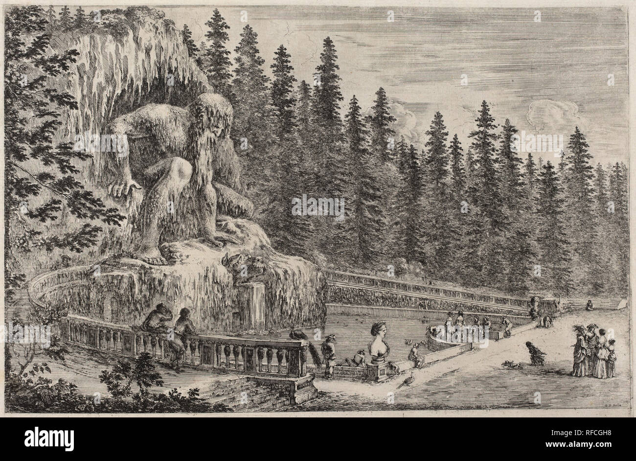 Statue colossale de l'Apennin. En date du : probablement 1653. Technique : gravure. Musée : National Gallery of Art, Washington DC. Auteur : STEFANO DELLA BELLA. Banque D'Images