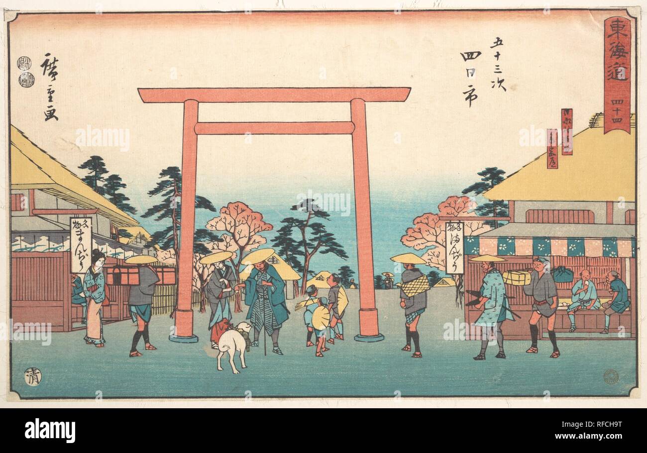 Yokkaichi. Artiste : Utagawa Hiroshige (Japonais, Tokyo (EDO) 1797-1858 Tokyo (EDO)). Culture : le Japon. Dimensions : hors tout : 8 3/4 x 13 3/4''. (22.2 x 34.9cm). Date : ca. 1840. Musée : Metropolitan Museum of Art, New York, USA. Banque D'Images