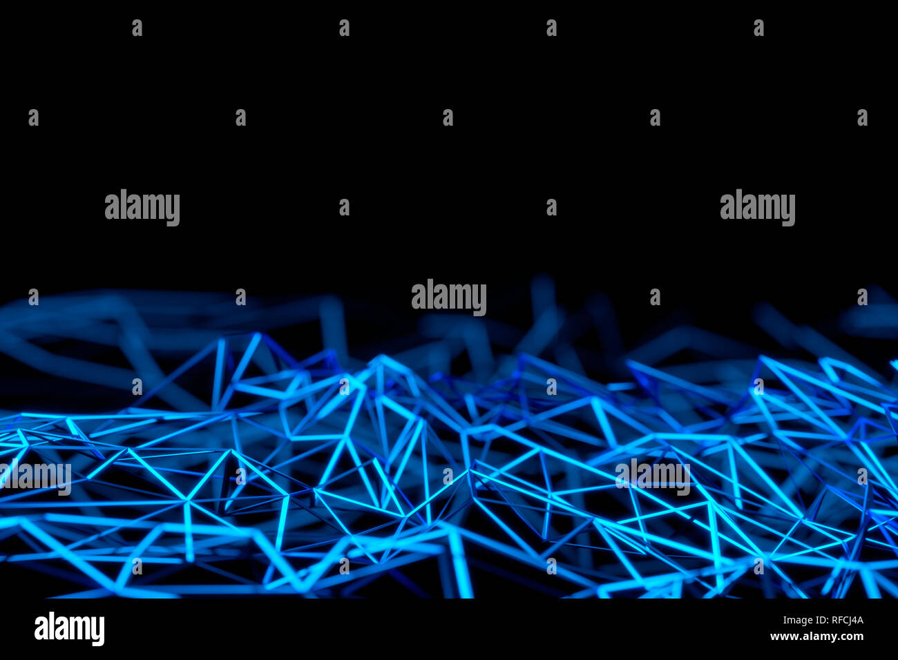 Close-up of Abstract Blue surface polygonale sur fond bleu Banque D'Images