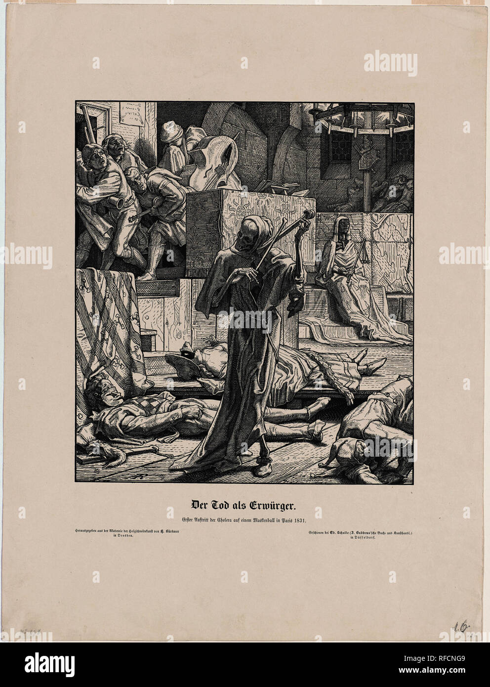 Der tod als Freund (la mort comme un ami(e). En date du : 1831. Dimensions : image : 30,1 × 27 cm (11 7/8 x 10 5/8 in.) planche : 54,8 × 38,7 cm (21 9/16 × 15 1/4 in.). Technique : gravure sur bois sur papier vélin [deuxième édition]. Musée : National Gallery of Art, Washington DC. Auteur : Alfred Rethel. RETHEL, Alfred. Banque D'Images