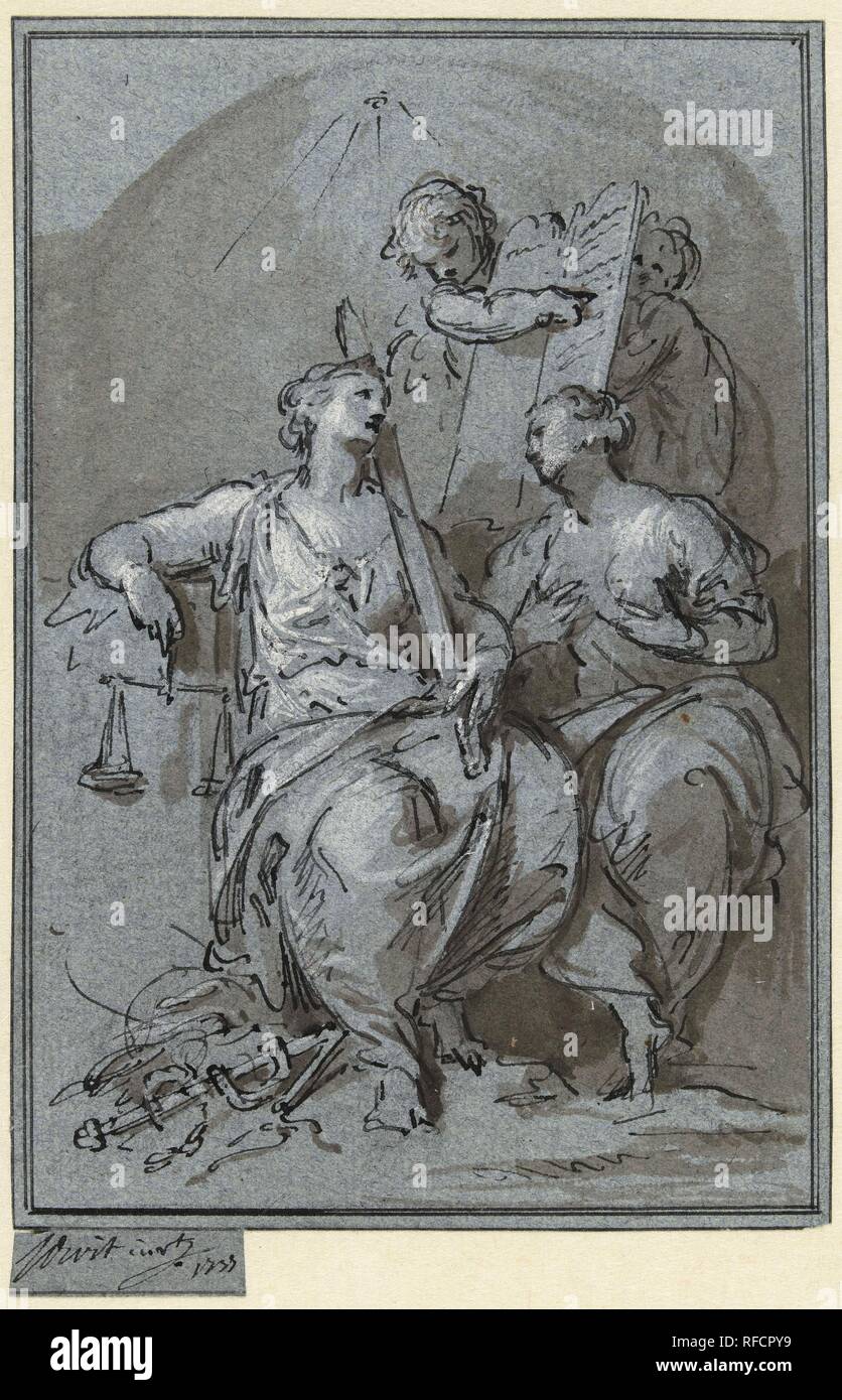 La justice et la bienveillance. Rapporteur pour avis : Jacob de Wit. Dating : 1735. Dimensions : H 187 mm × W 127 mm. Musée : Rijksmuseum, Amsterdam. Banque D'Images