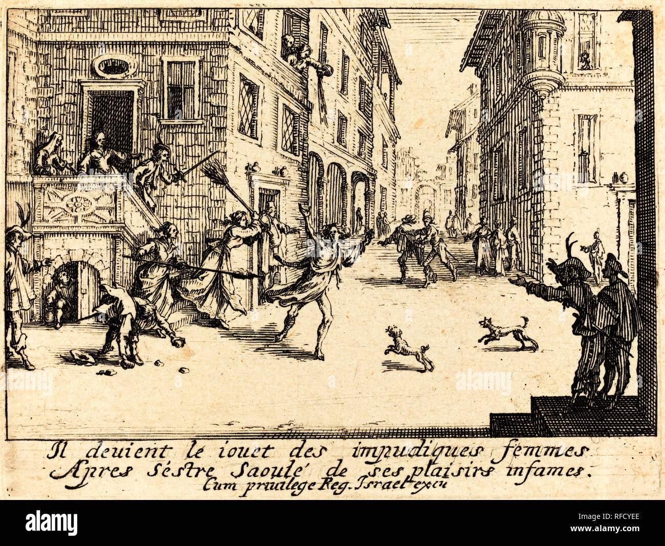 La ruine. Technique : gravure. Musée : National Gallery of Art, Washington DC. Auteur : Jacques Callot. Banque D'Images