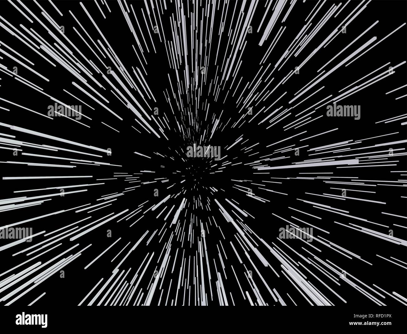 Résumé fond avec l'effet de l'accélération. Beaucoup de lignes blanches sur fond noir. Vector illustration. Illustration de Vecteur