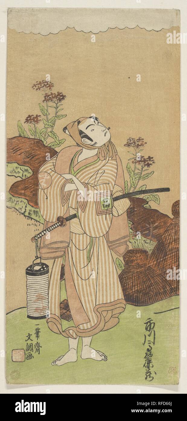 La première Ichikawa Komazo (qui en 1772 est devenu le quatrième Matsumoto Koshiro) dans le rôle de Yoemon. Artiste : Ippitsusai Buncho (Japonais, actif 1760-1794). Culture : le Japon. Dimensions : 12 5/8 x 5 7/32 in. (31,1 x 14,3 cm). Date : 1770. Musée : Metropolitan Museum of Art, New York, USA. Banque D'Images