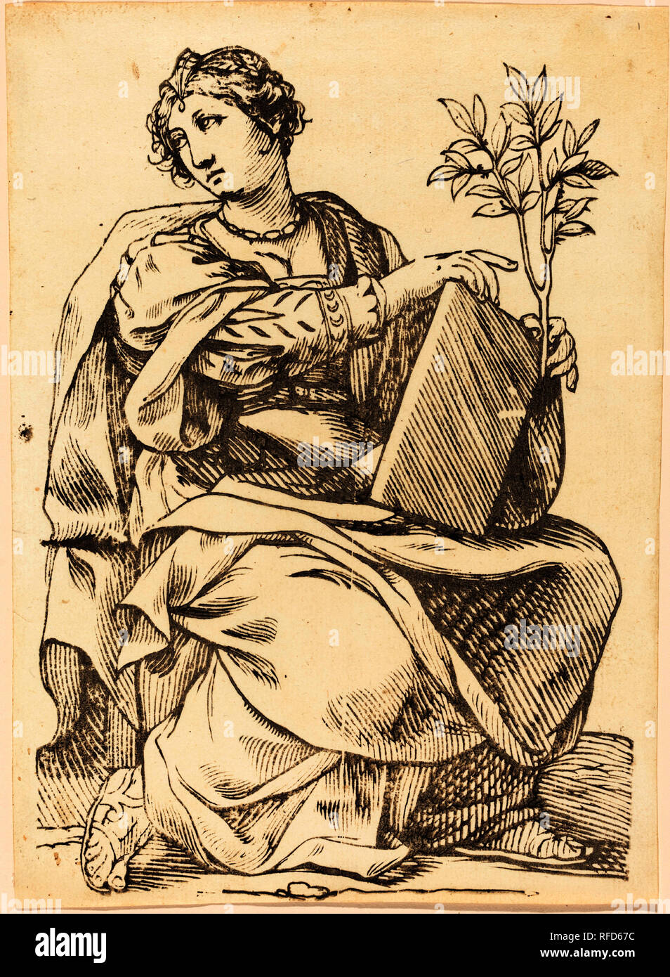 Sibylla Agrippa. En date du : 1625. Technique : gravure sur bois. Musée : National Gallery of Art, Washington DC. Auteur : Jacques Stella. Banque D'Images