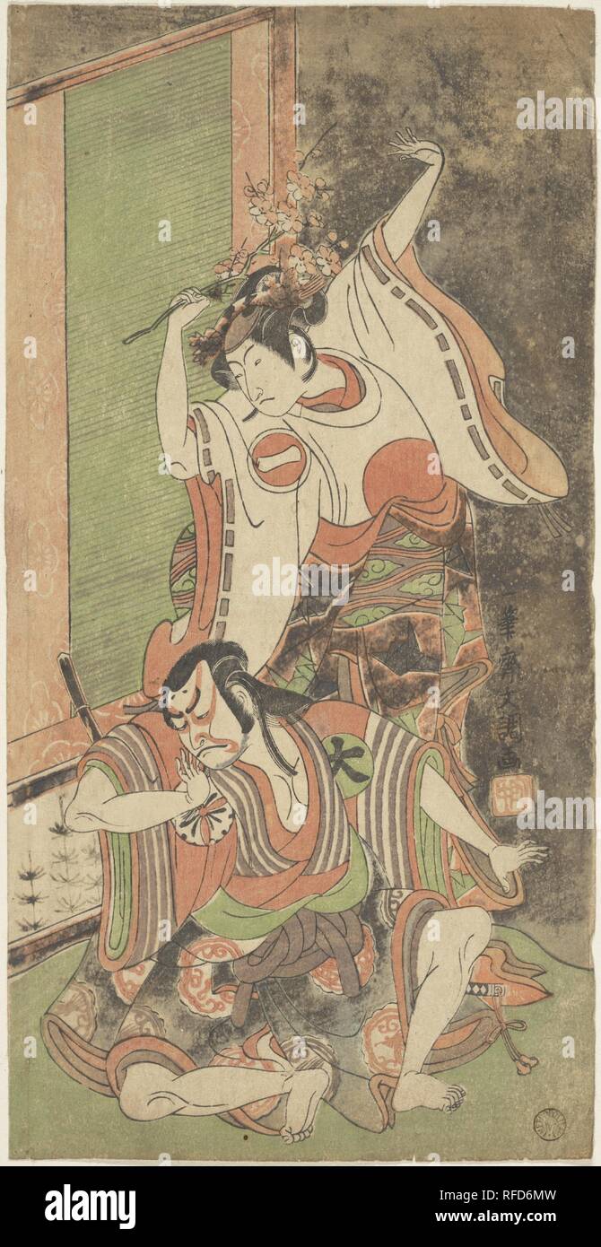 Ichikawa Monnosuke II en tant que femme. Artiste : Ippitsusai Buncho (Japonais, actif 1760-1794). Culture : le Japon. Dimensions : H. 11 7/16 po. (29,1 cm) ; W. 5 3/4 in. (14,6 cm). Date : ca. 1770. Musée : Metropolitan Museum of Art, New York, USA. Banque D'Images