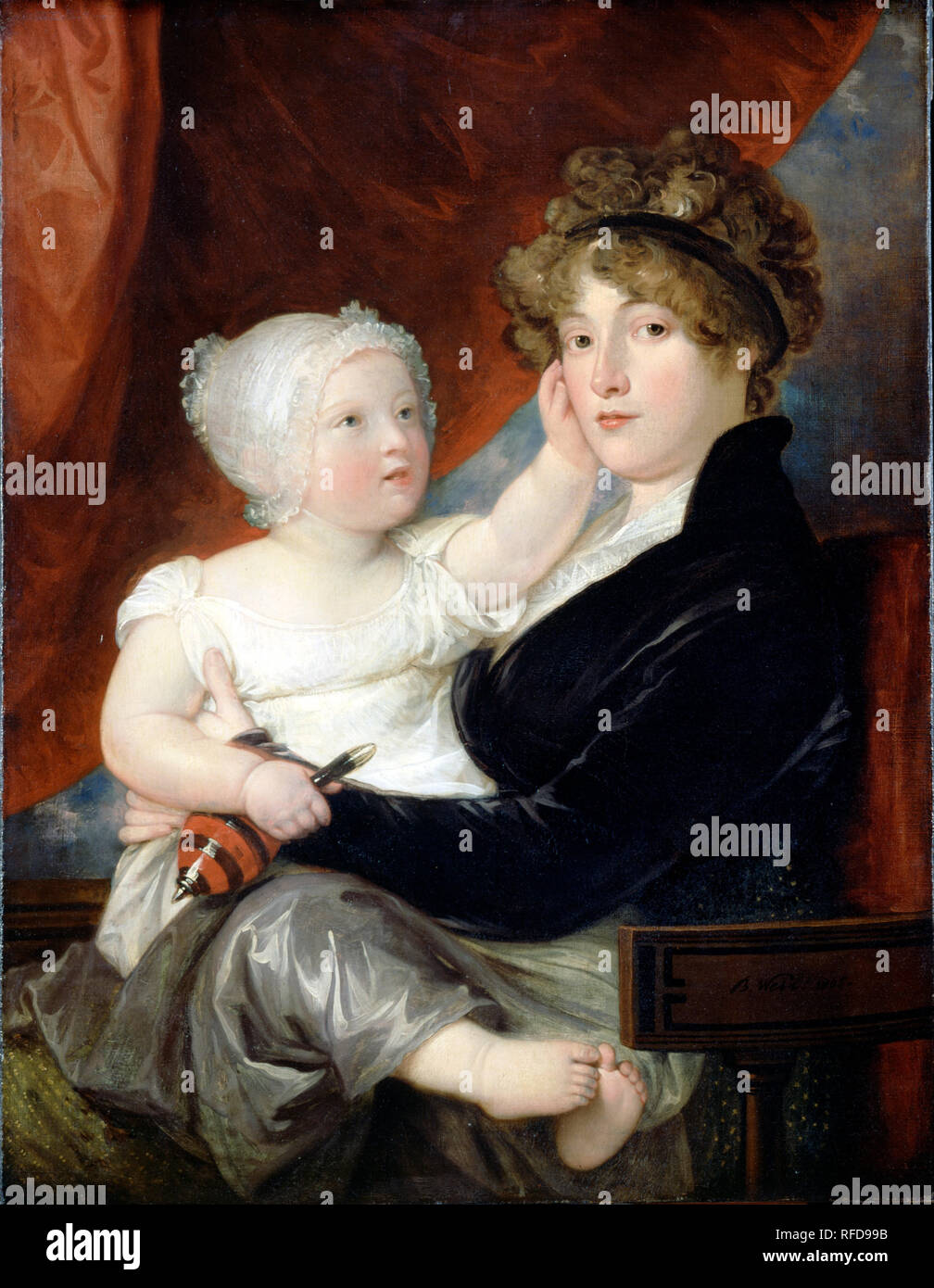 Mme Benjamin West II avec son fils Benjamin West III. Date/période : 1805. La peinture. Huile sur toile. Hauteur : 914 mm (35,98 po) ; Largeur : 711 mm (27.99 in). Banque D'Images