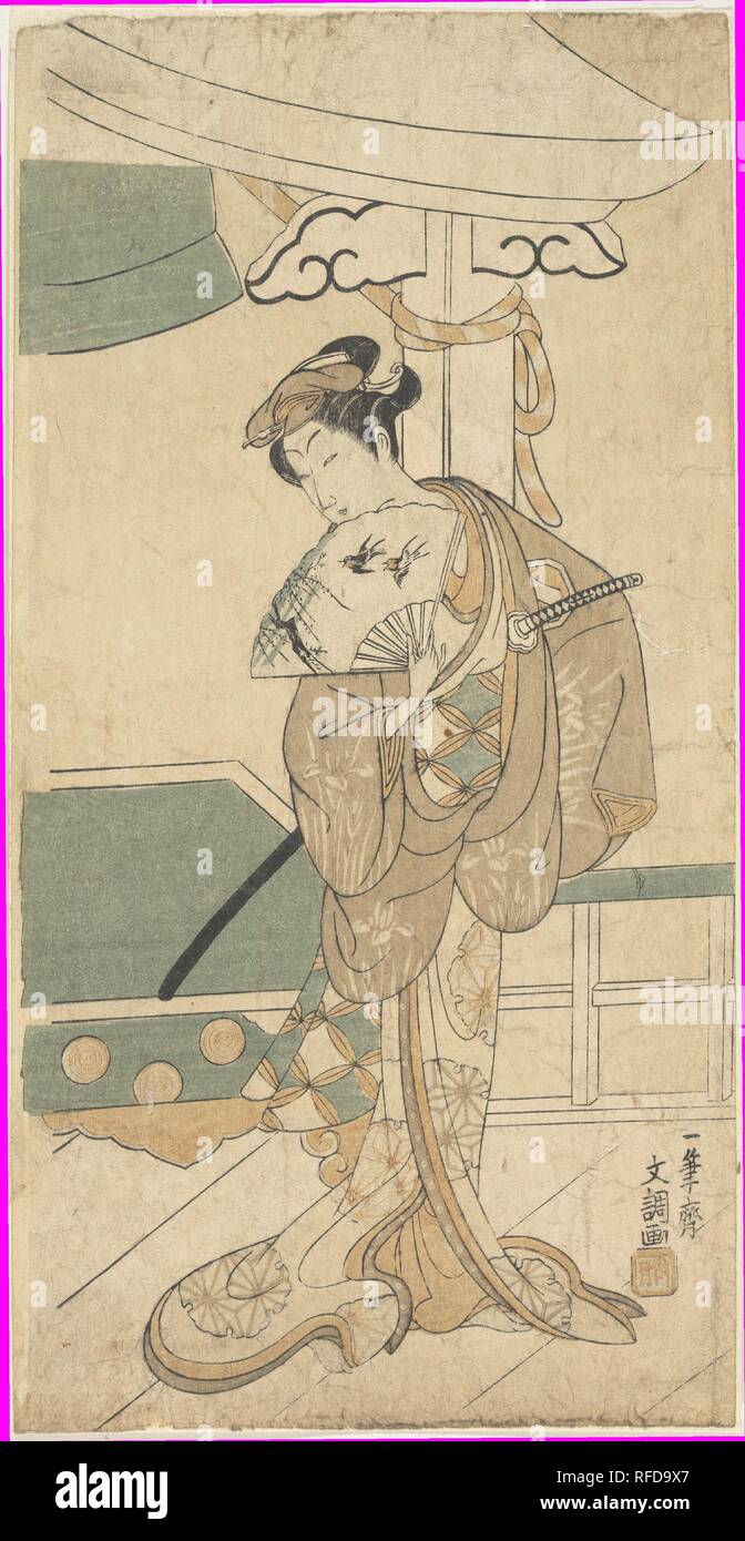 L'Acteur Ichikawa Uzayemon 1724-1785 IX dans un rôle féminin. Artiste : Ippitsusai Buncho (Japonais, actif 1760-1794). Culture : le Japon. Dimensions : H. 5 7/8 in. (14,9 cm) ; W. 11 1/2 in. (29,2 cm). Musée : Metropolitan Museum of Art, New York, USA. Banque D'Images