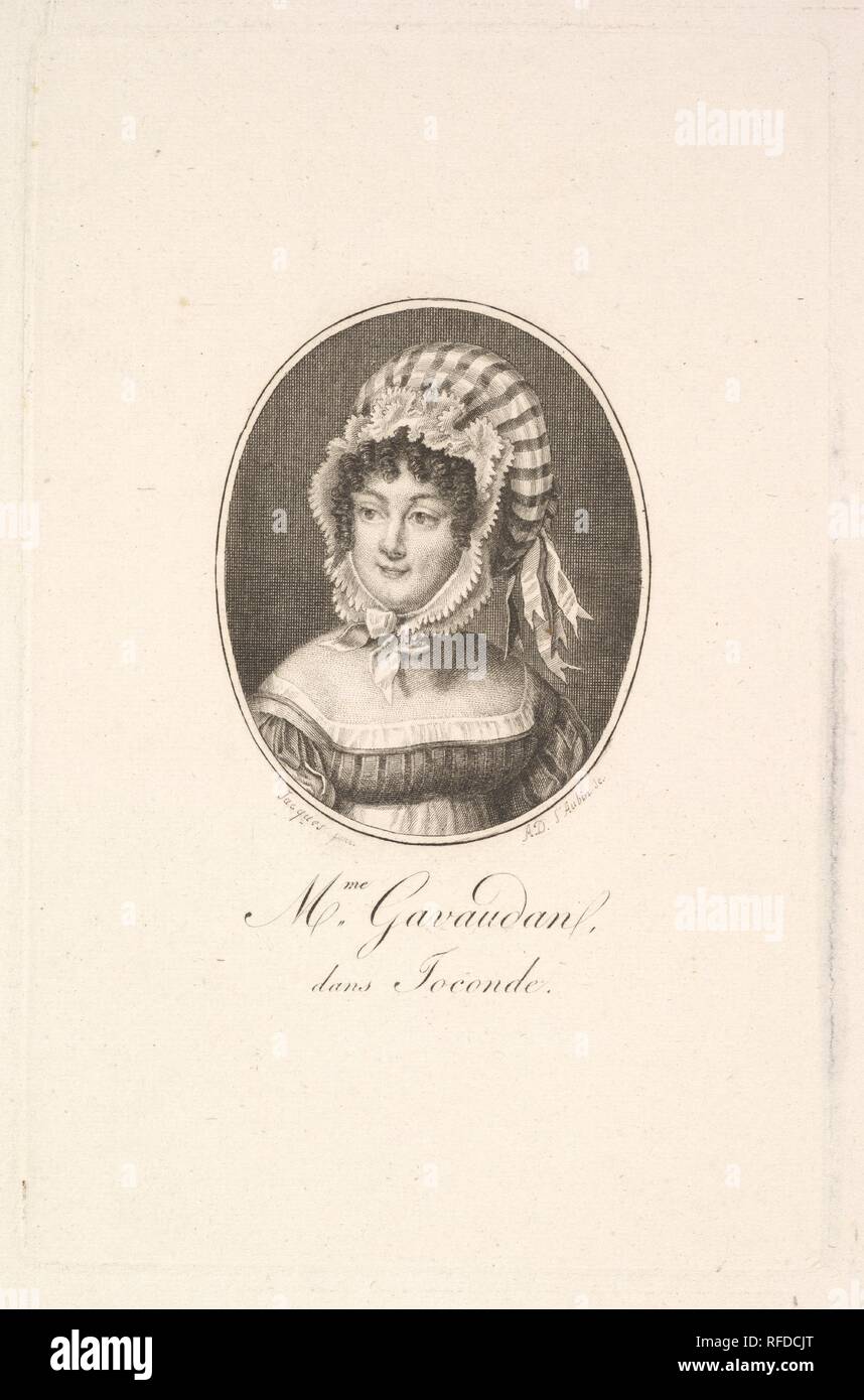 Portrait de madame Gavaudan. Artiste : Augustin de Saint-Aubin (français, Paris 1736-1807 Paris). Fiche Technique : Dimensions : 13/16 9 × 7 5/16 in. (25 × 18,6 cm) Plaque : 5 × 3 13/16 3/4 in. (14,8 × 9,6 cm). Musée : Metropolitan Museum of Art, New York, USA. Banque D'Images