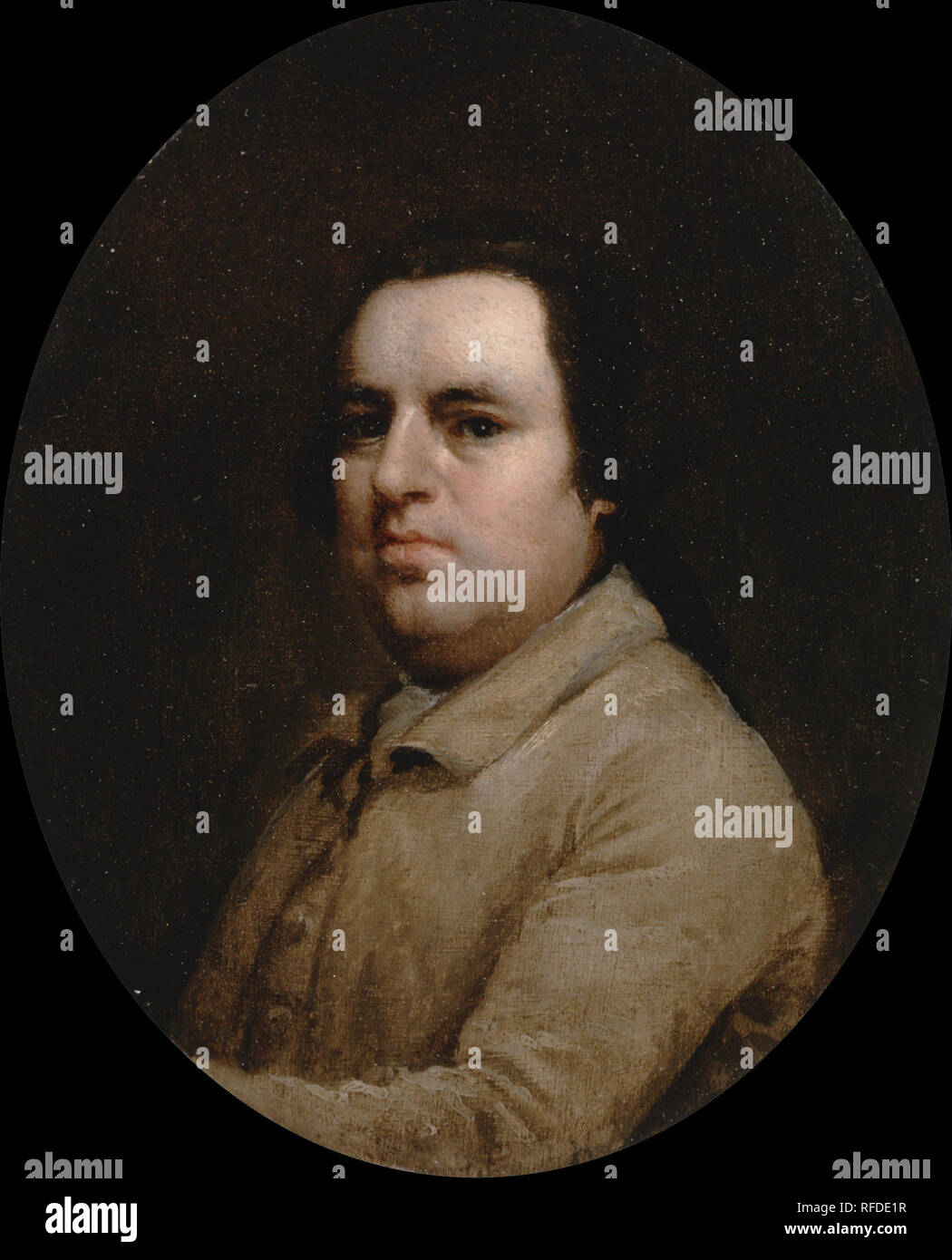 L'auto-portrait. Date/Période : Ca. 1759. La peinture. Huile sur cuivre. Hauteur : 140 mm (5.51 in) ; Largeur : 108 mm (4,25 in). Auteur : George Stubbs. Banque D'Images