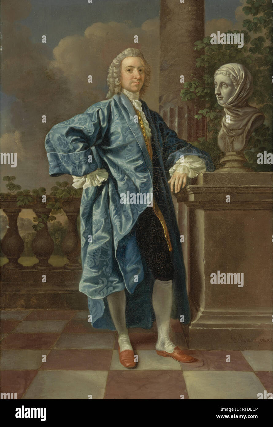 Le Dr Charles Chauncey, M.D. Date/période : 1747. La peinture. Huile sur toile. Hauteur : 635 mm (25 in) ; Largeur : 432 mm (17 in). Auteur : Francis Hayman. Banque D'Images